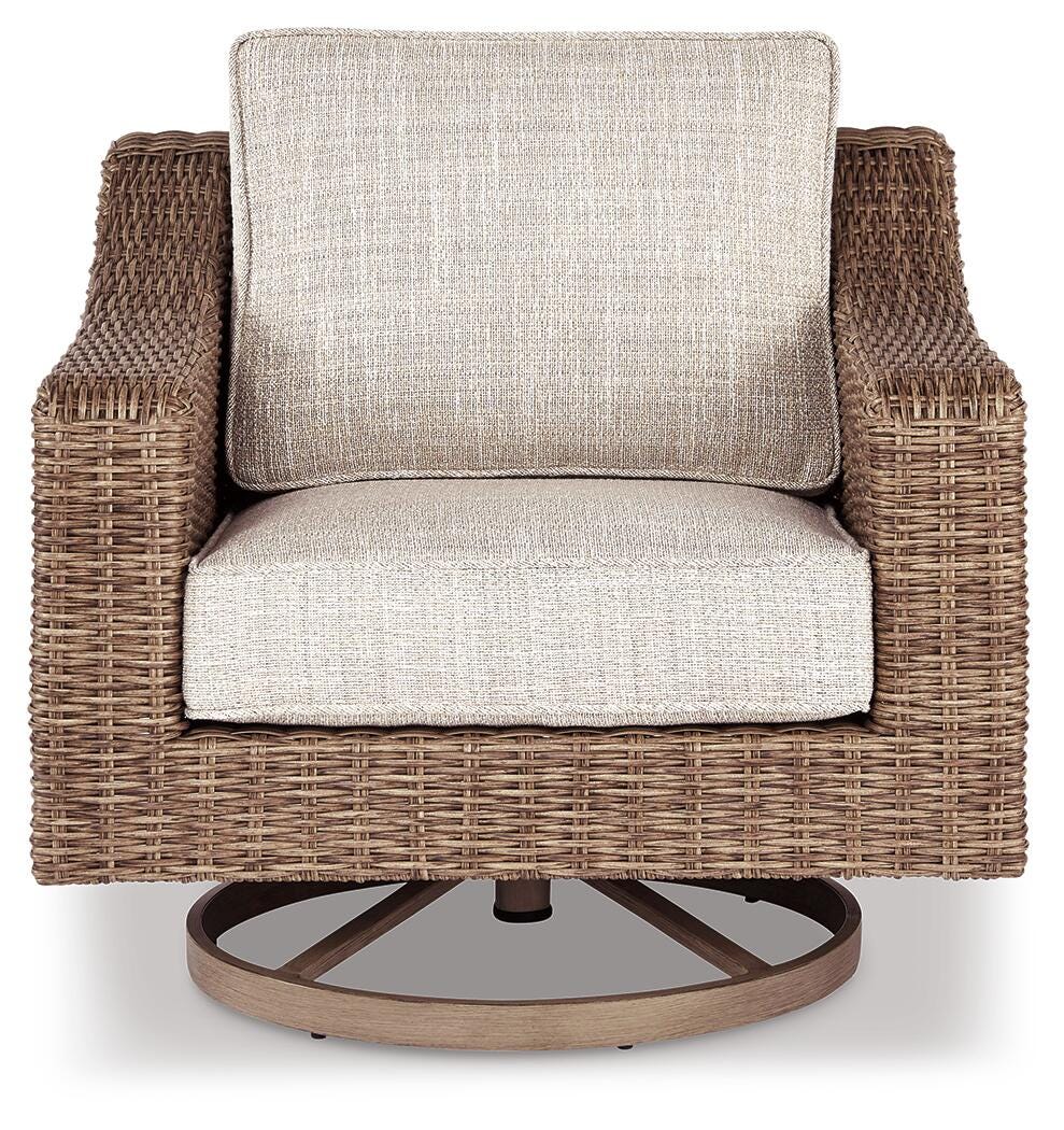 Beachcroft 4-Piece Outdoor Sectional, 2 Arm Chairs, Lounge Chair and Bench (P791-SI) - Image 8