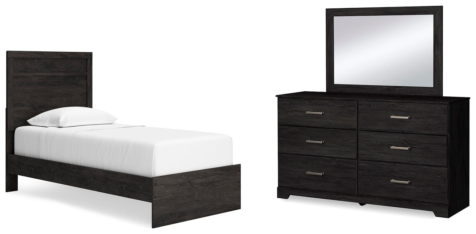 Belachime Panel Bed, Dresser and Mirror - Charcoal  (B2589-SI)