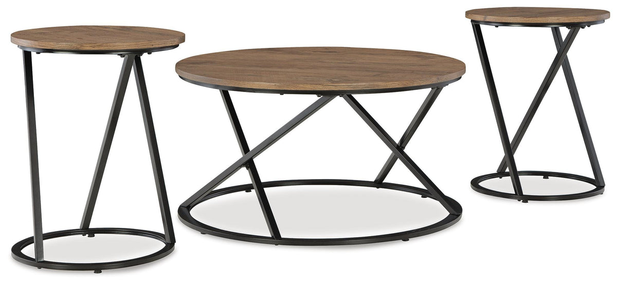 Cassbryn Table (Set of 3) - Brown/Black  (T152-SI)