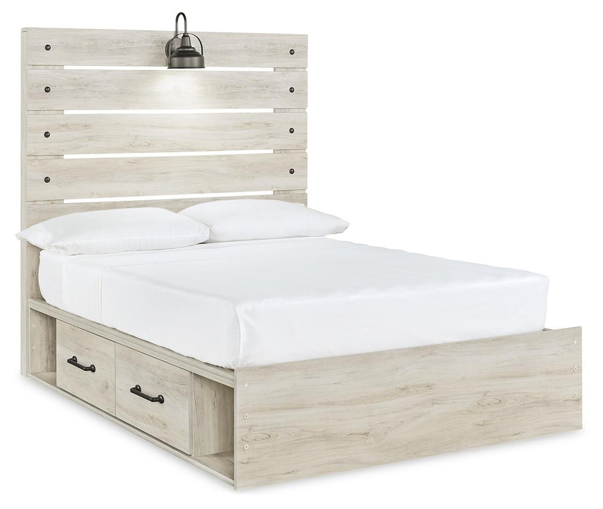 Cambeck Panel Bed with 4 Storage Drawers (Youth) - Whitewash  (B192-SI)