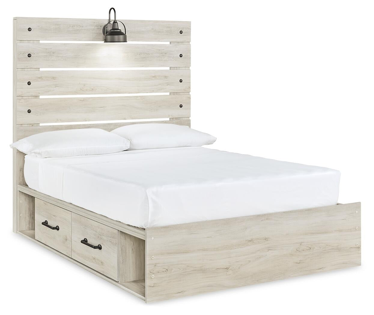 Cambeck Panel Bed with 4 Storage Drawers (Youth) - Whitewash  (B192-SI)