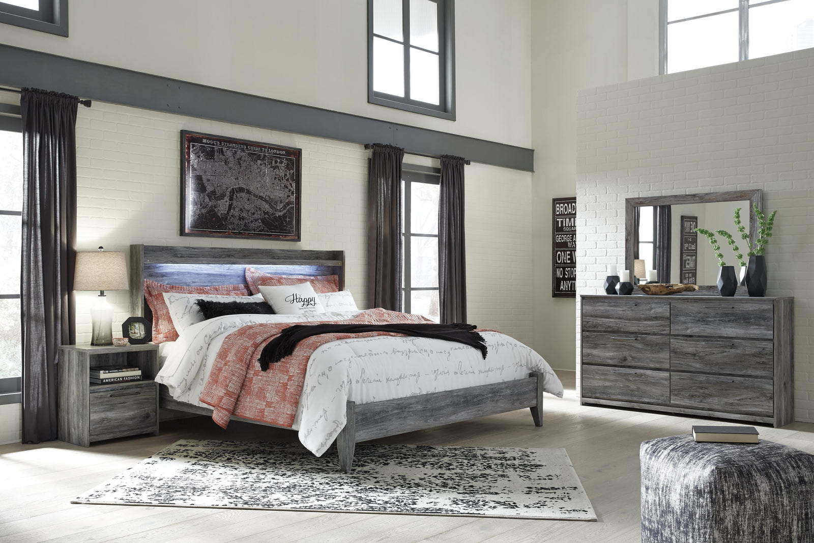 Baystorm Panel Bed, Dresser, Mirror, and Nightstand - Gray  (B221-SI) - Image 11