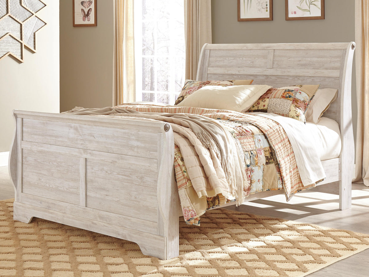 Willowton Sleigh Bed - Whitewash  (B267-SI) - Image 2