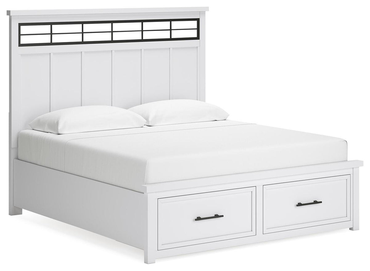 Ashbryn Panel Bed, Dresser, Mirror and 2 Nightstands - White/Natural  (B844-SI) - Image 10
