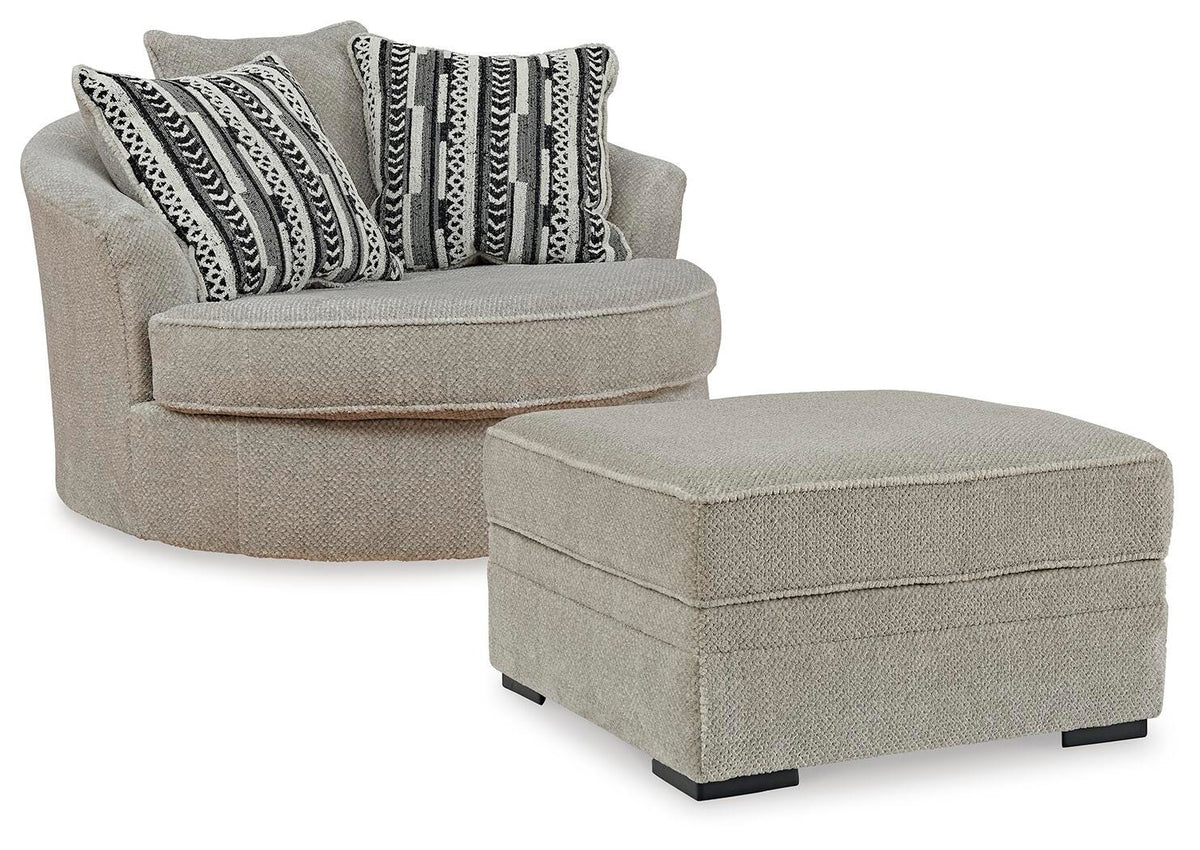 Calnita Oversized Swivel Chair and Ottoman (20502-SI)