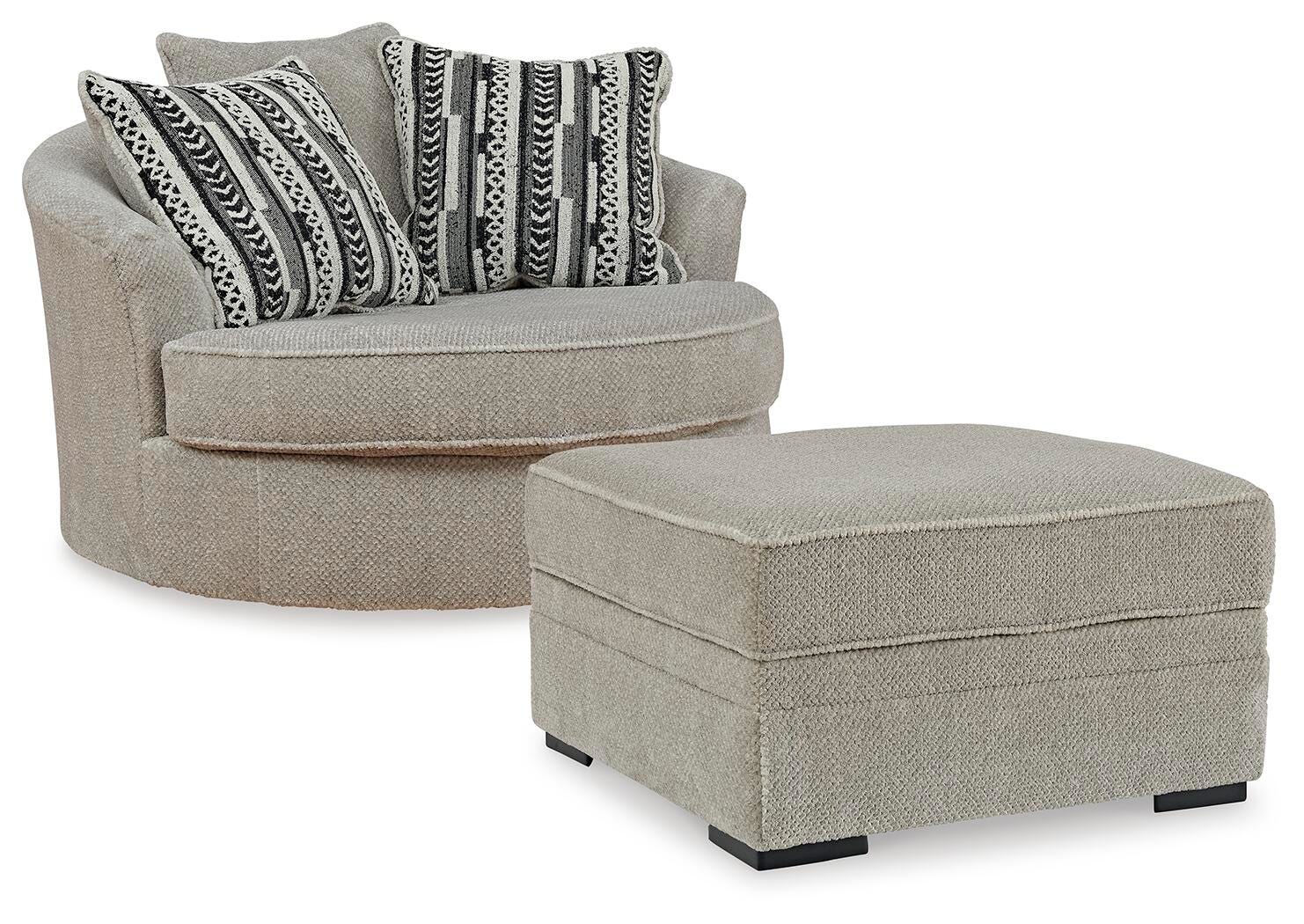 Calnita Oversized Swivel Chair and Ottoman (20502-SI)