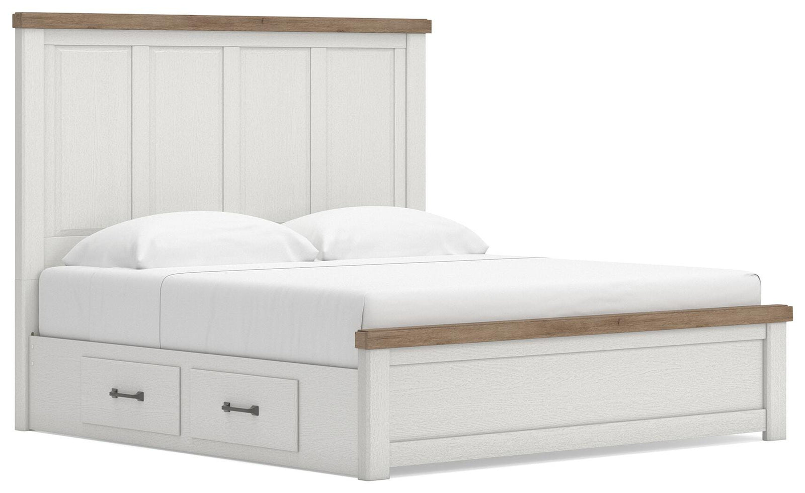 Savonport Panel Bed with Storage - White/Brown  (B4615-SI)