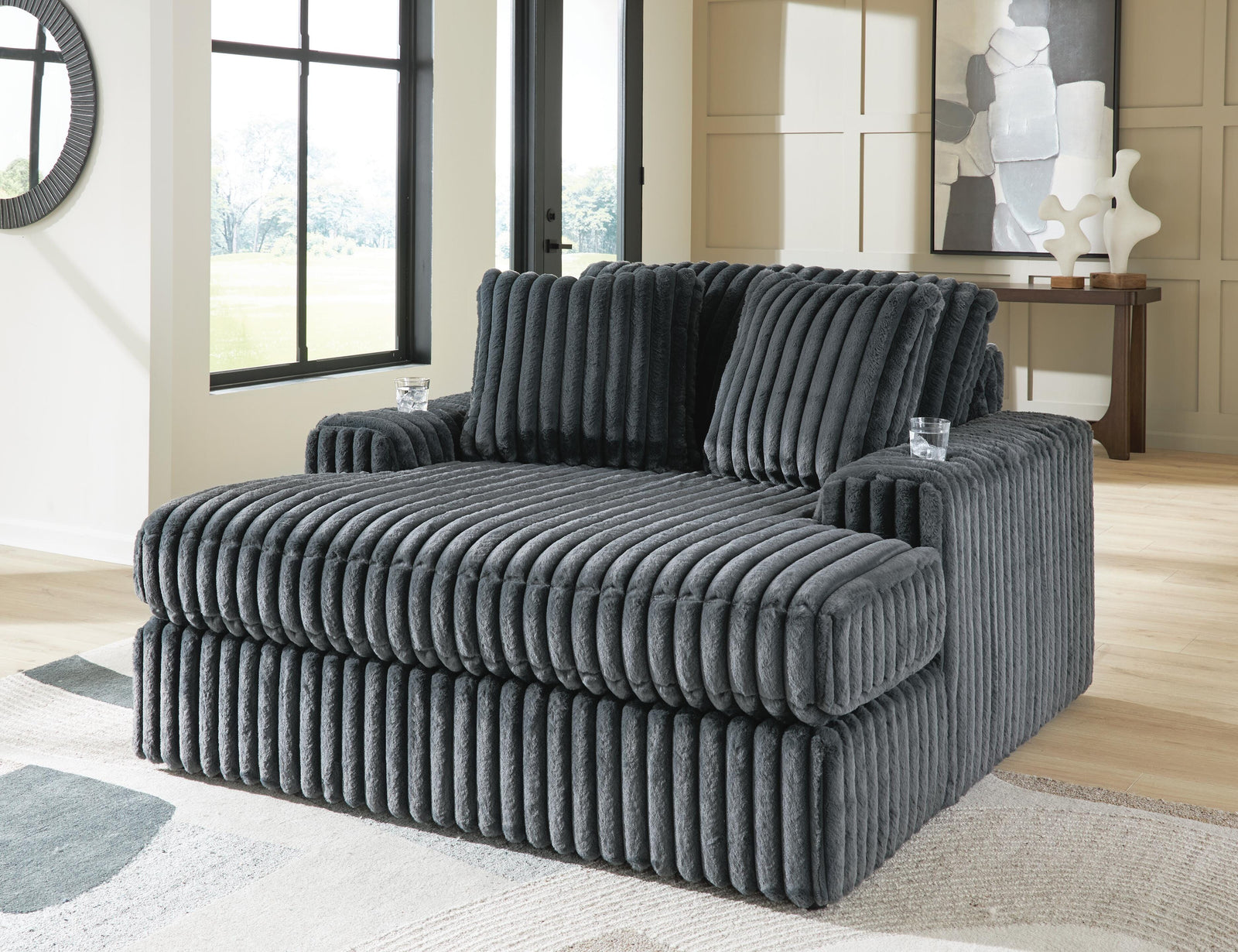 Midnight-Madness Sofa, Loveseat and Oversized Chaise (98105-SI) - Image 11