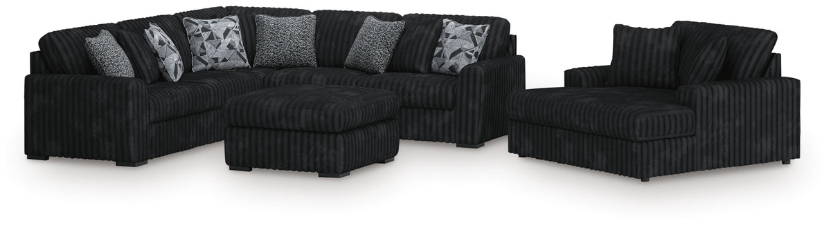 Midnight-Madness 3-Piece Sectional, Chaise and Oversized Accent Ottoman (98103-SI)