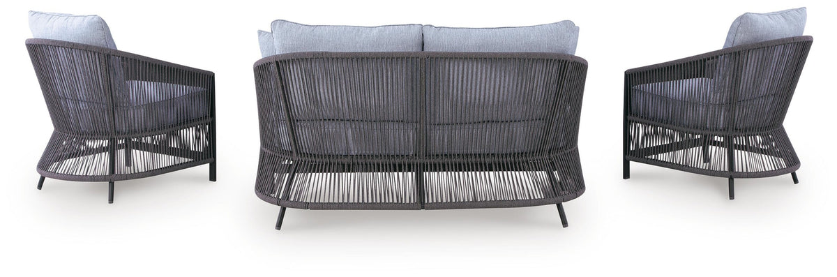 Bridges Beach Outdoor Love/Chairs/Table Set (Set of 4) (PCP391-SI) - Image 3