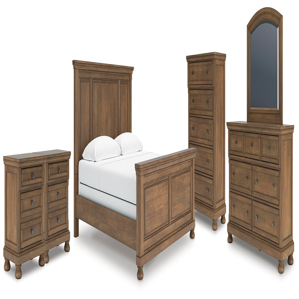 Feddinger King Panel Bed, Dresser, Mirror, Chest and 2 Nightstands (PCB779-SI)