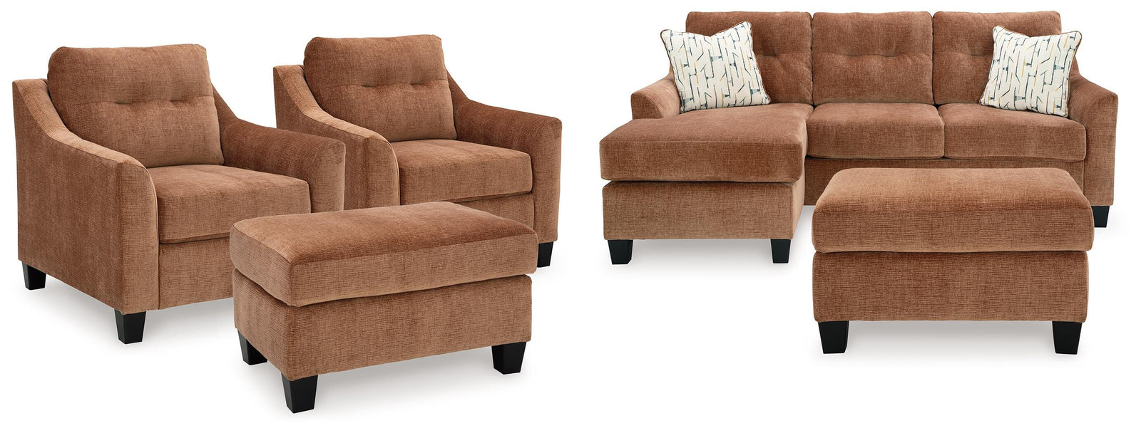 Amity Bay Sofa Chaise Sleeper, 2 Chairs and 2 Ottomans (67204-SI)