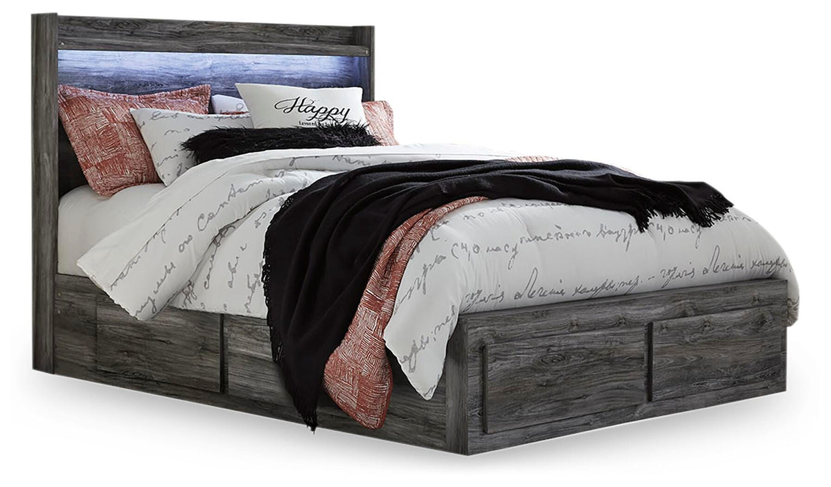 Baystorm Panel Bed with 4 Storage Drawers - Gray  (B221-SI)