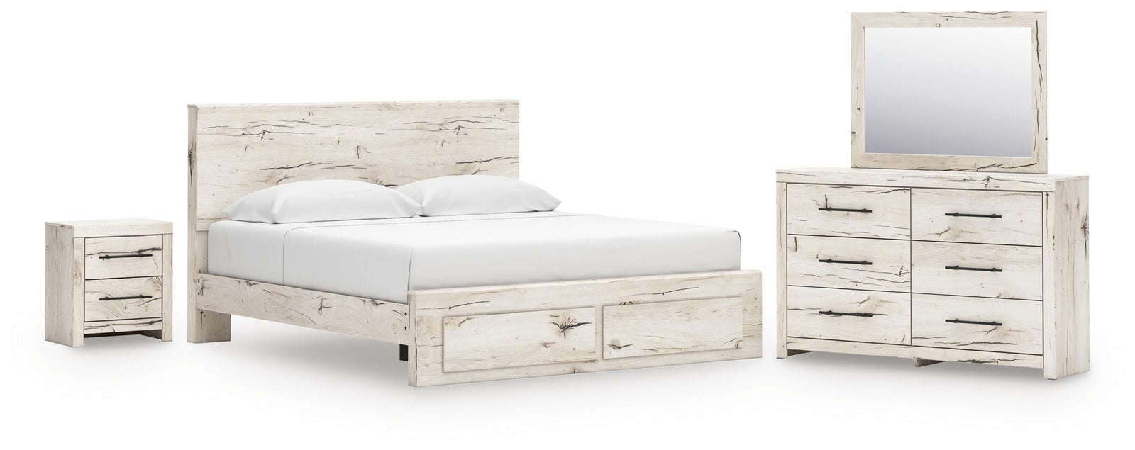 Lawroy Panel Storage Bed, Dresser, Mirror and Nightstand - Light Natural  (B2310-SI)