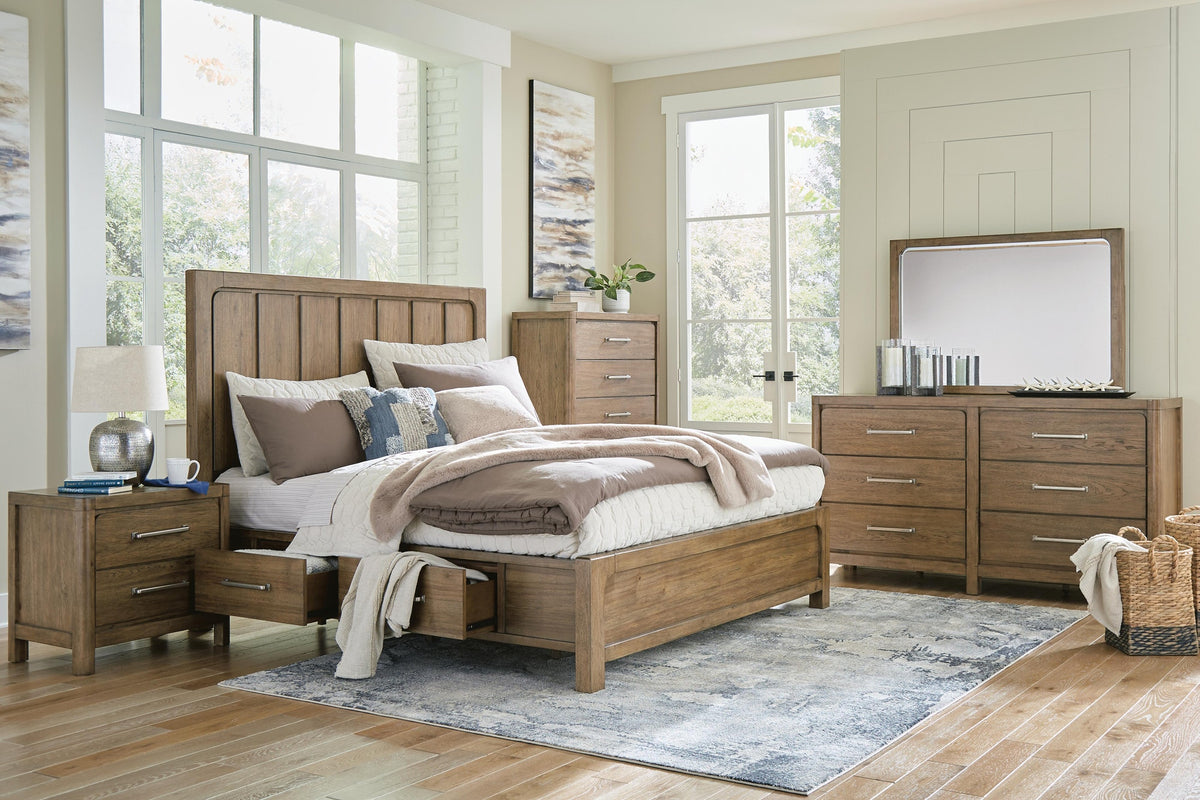 Cabalynn Panel Storage Bed and 2 Nightstands (B974-SI)