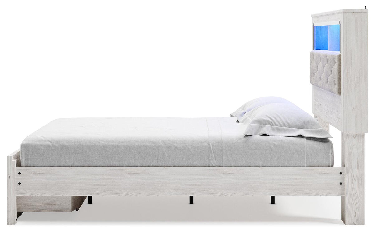 Altyra Upholstered Bookcase Bed with Storage - White  (B2640-SI) - Image 7