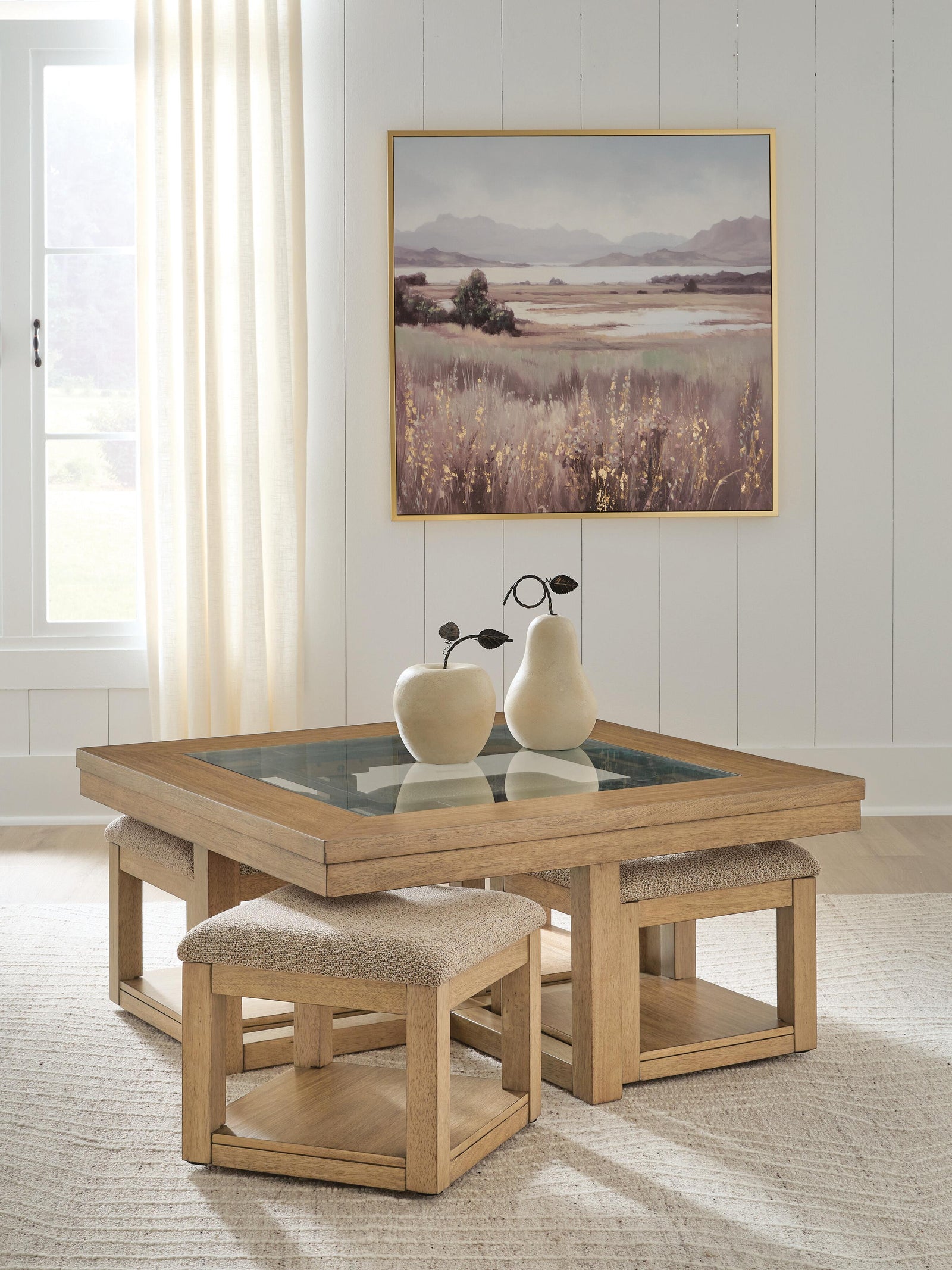 Wittenmyer Coffee Table with 4 Stools (Set of 5) - Natural/Black  (T794-SI) - Image 5