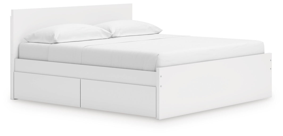 Onita Panel Platform Bed with Storage - White  (EB9630-SI)