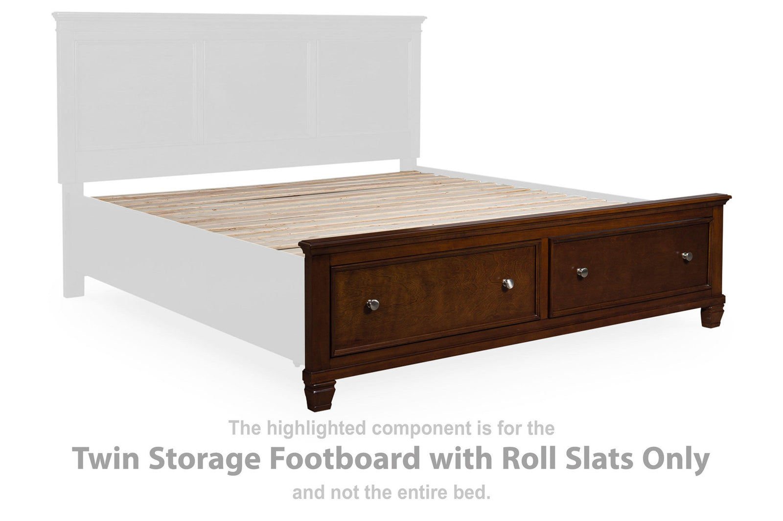 Danabrin Storage Footboard with Roll Slats - Brown  (B685-SI) - Image 2