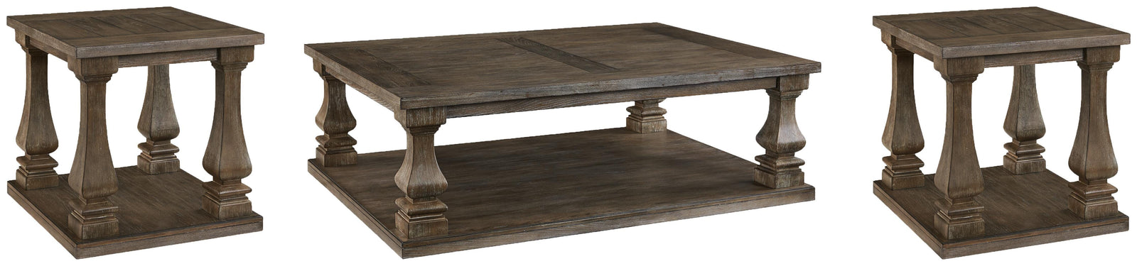Johnelle Coffee Table and 2 End Tables - Gray  (T776-SI)