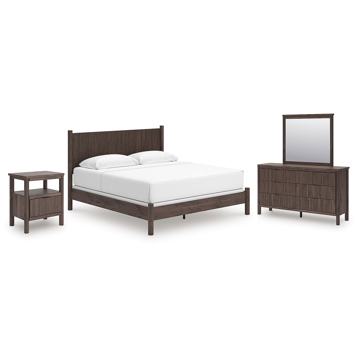 Pamytta King Panel Bed, Dresser, Mirror and Nightstand (PCB2614-SI)