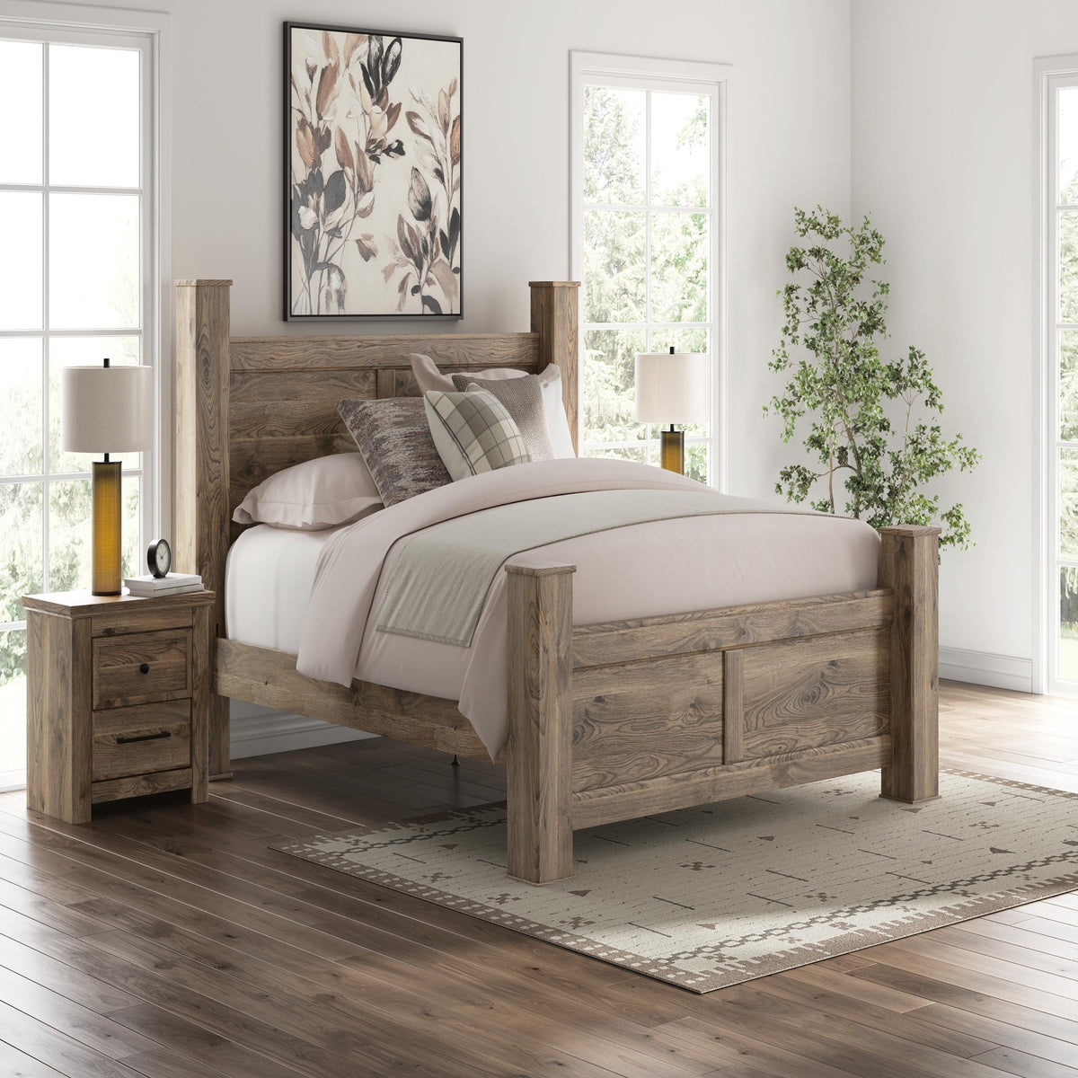 Rusticott King Poster Bed, Dresser, Mirror and Nightstand (PCB2260-SI) - Image 27
