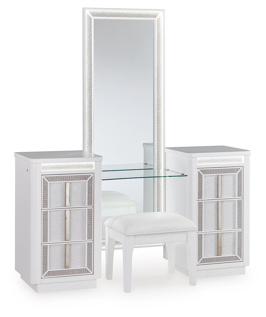 Chalanna Vanity, Mirror and Stool (B822-SI)