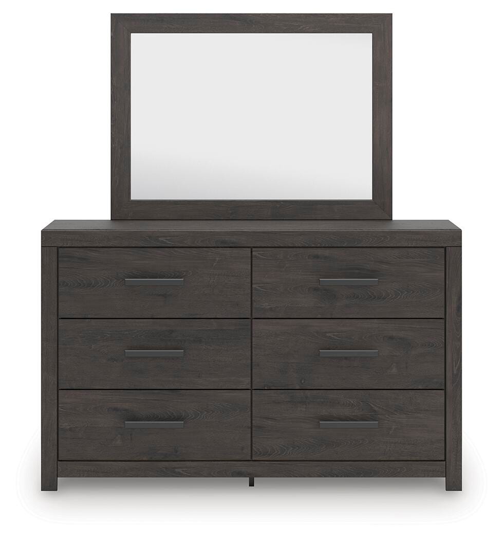 Prendonea Dresser and Mirror - Charcoal  (B3789-SI)