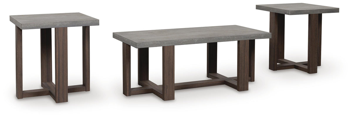 Dynnford Table (Set of 3) - Gray/Brown  (T216-SI)