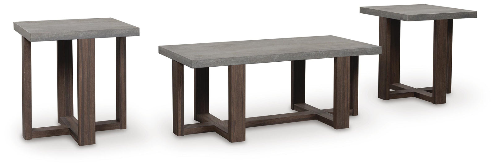 Dynnford Table (Set of 3) - Gray/Brown  (T216-SI)