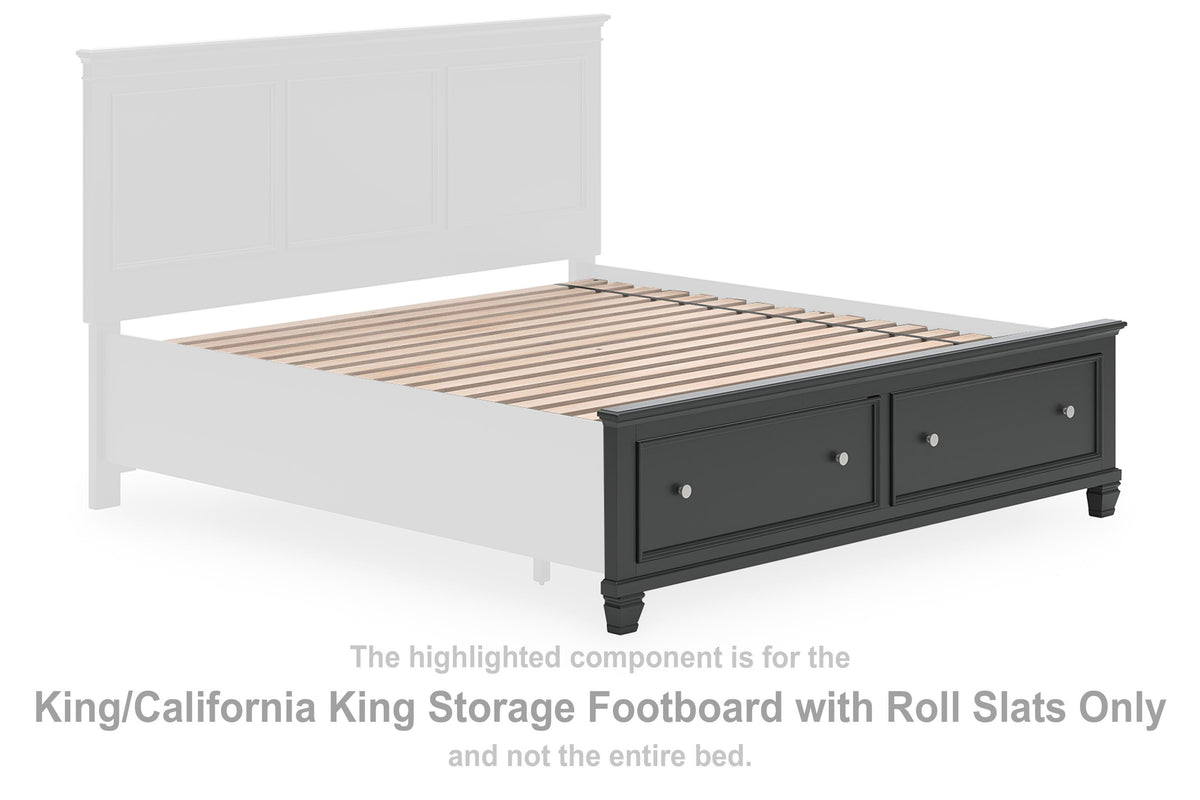 Lanolee Storage Footboard with Roll Slats - Black  (B687-SI)