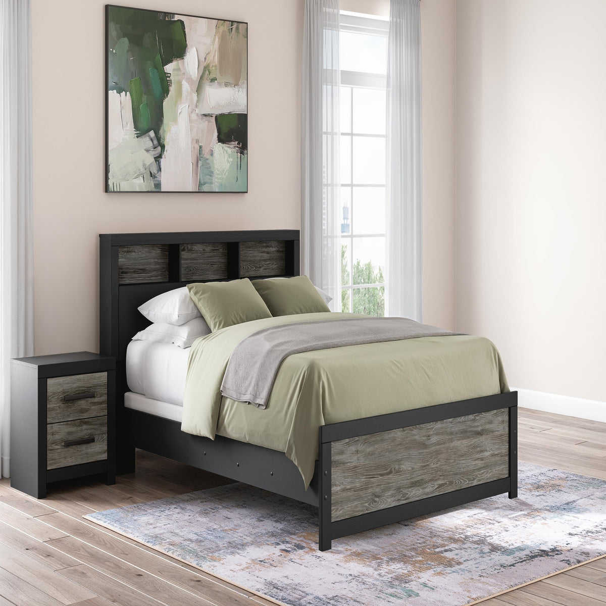 Broachmyn Queen Bookcase Panel Bed, Dresser, Mirror and Nightstand (PCB1118-SI) - Image 27
