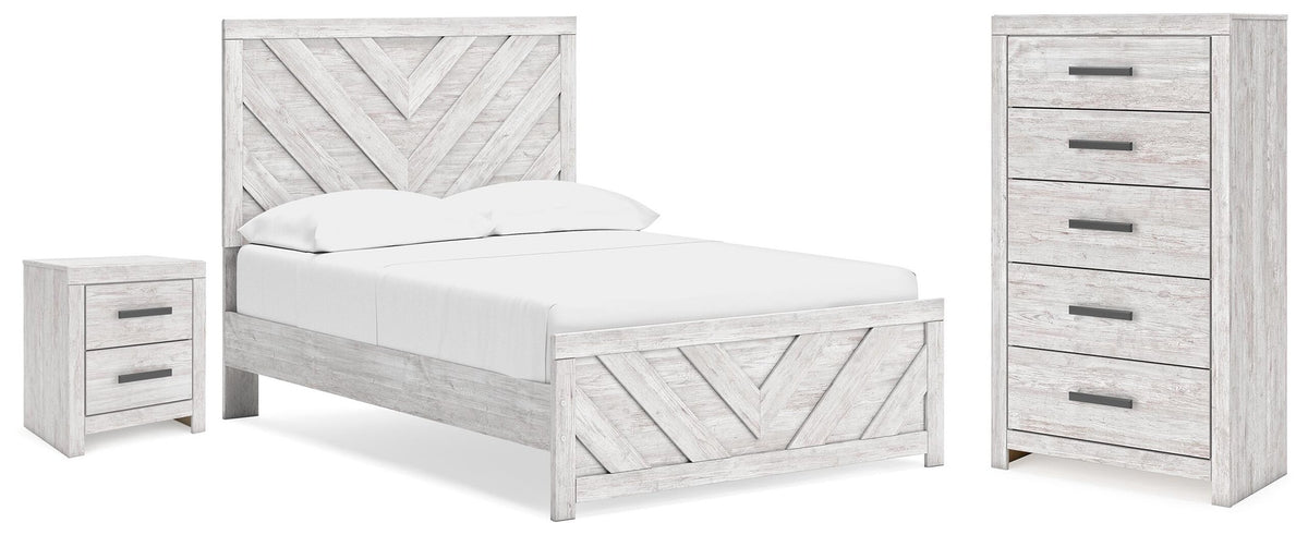 Cayboni Panel Bed, Chest and Nightstand (B3788-SI)