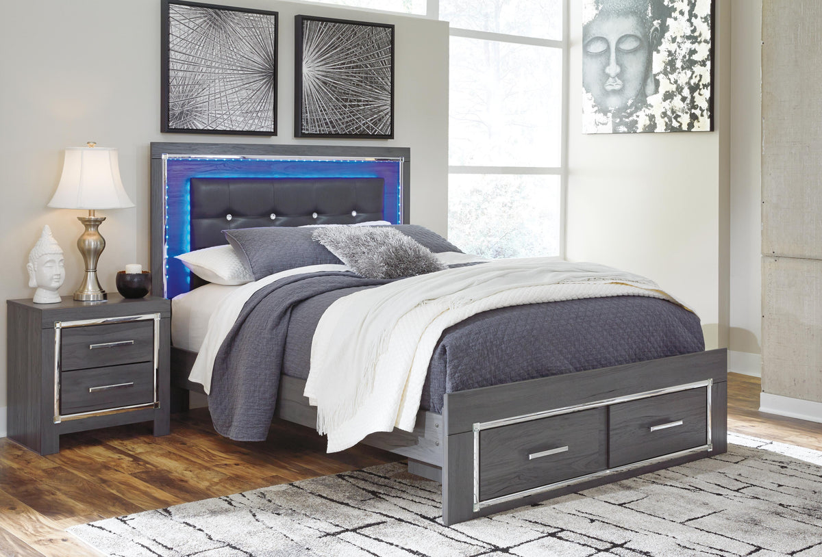 Lodanna Panel Bed with 2 Storage Drawers - Gray  (B214-SI) - Image 2