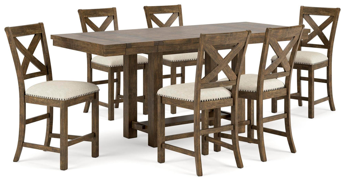 Moriville Counter Height Dining Table and 6 Barstools (D631-SI)