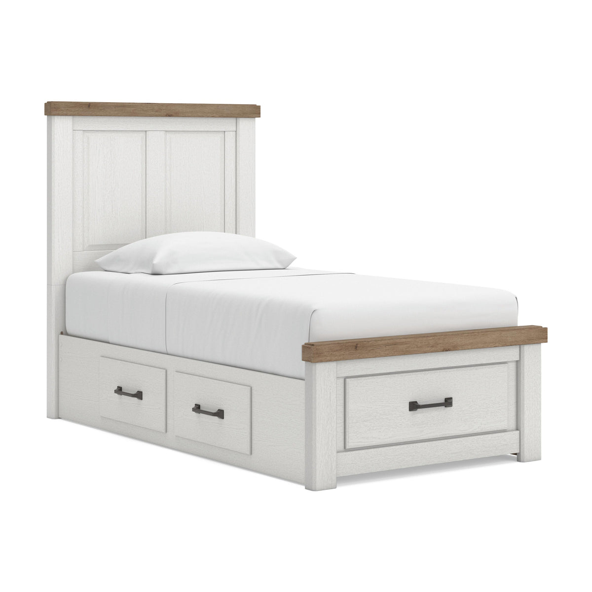 Savonport Twin Panel Storage Bed (Youth) - White/Brown  (B4615-SI)