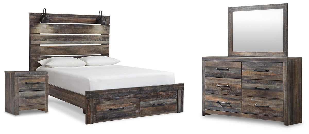 Drystan Panel Storage Bed, Dresser, Mirror and Nightstand - Multi  (B211-SI)