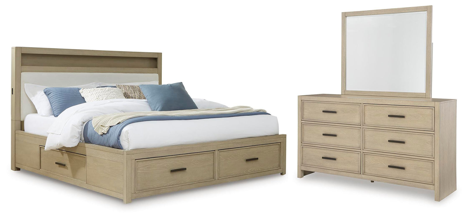Calmoro Bookcase Bed, Dresser and Mirror (B602-SI)