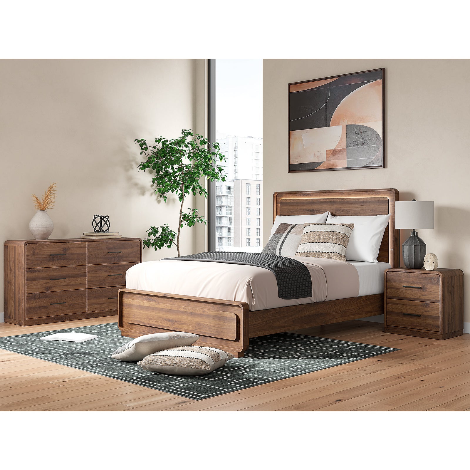 Fortlorn Queen Panel Bed, Dresser and Nightstand (PCB386-SI) - Image 2