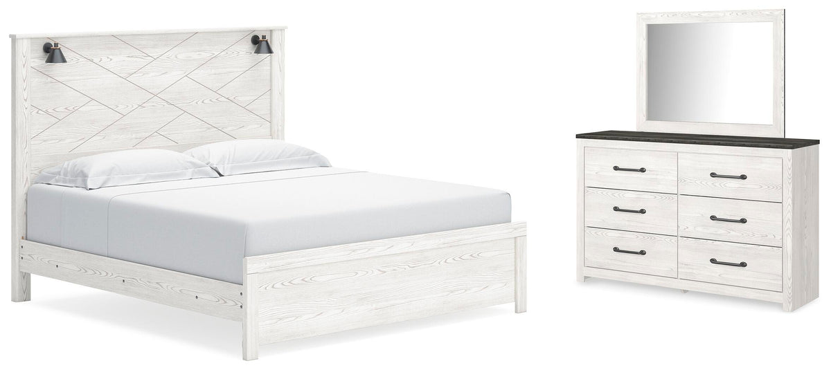 Gerridan Panel Bed, Dresser and Mirror - White/Gray  (B1190-SI)