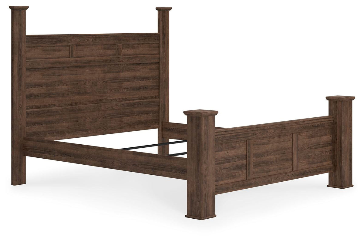Juararo Poster Bed, Dresser, Mirror and 2 Nightstands - Dark Brown  (B251-SI) - Image 6