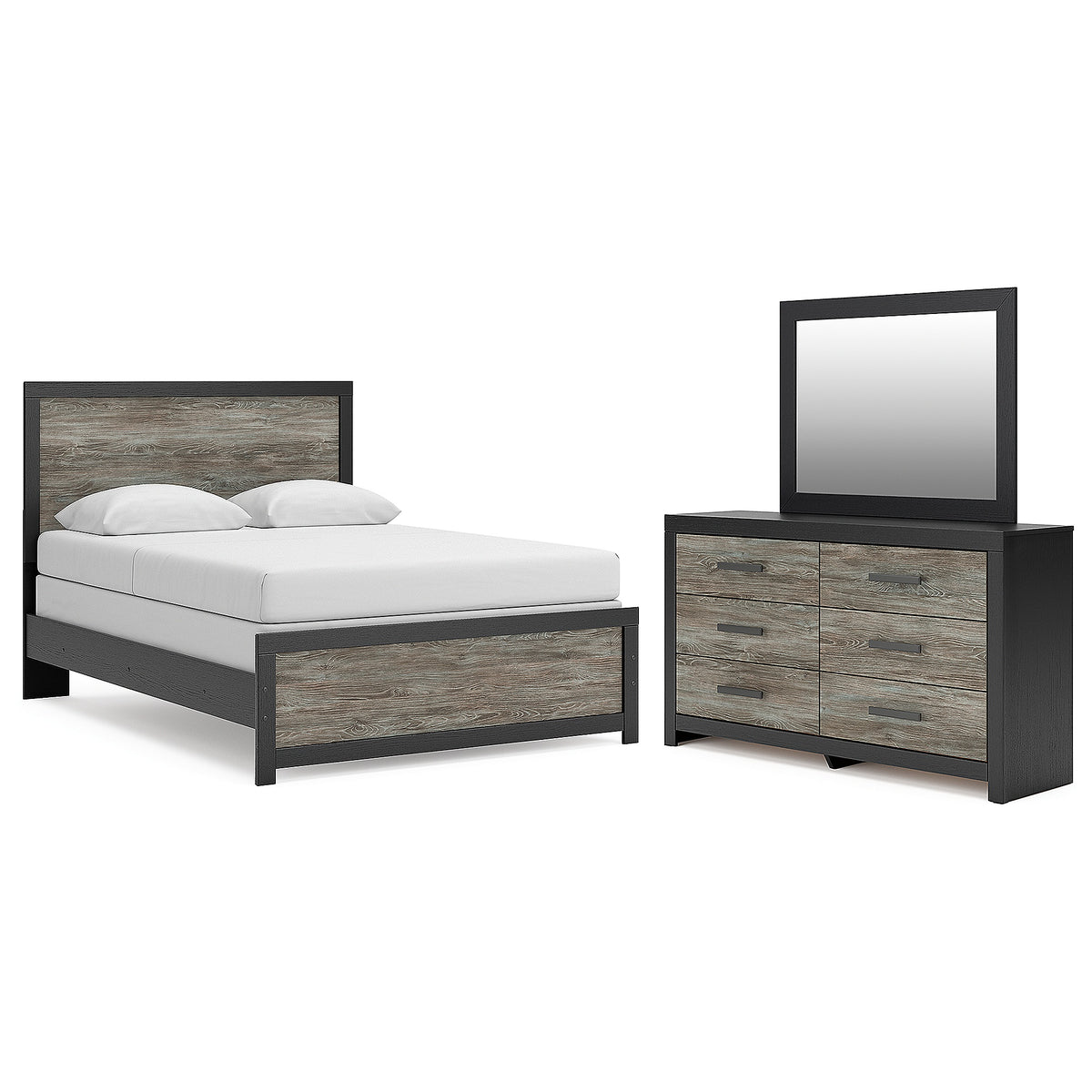 Broachmyn Queen Panel Bed, Dresser and Mirror (PCB1118-SI)