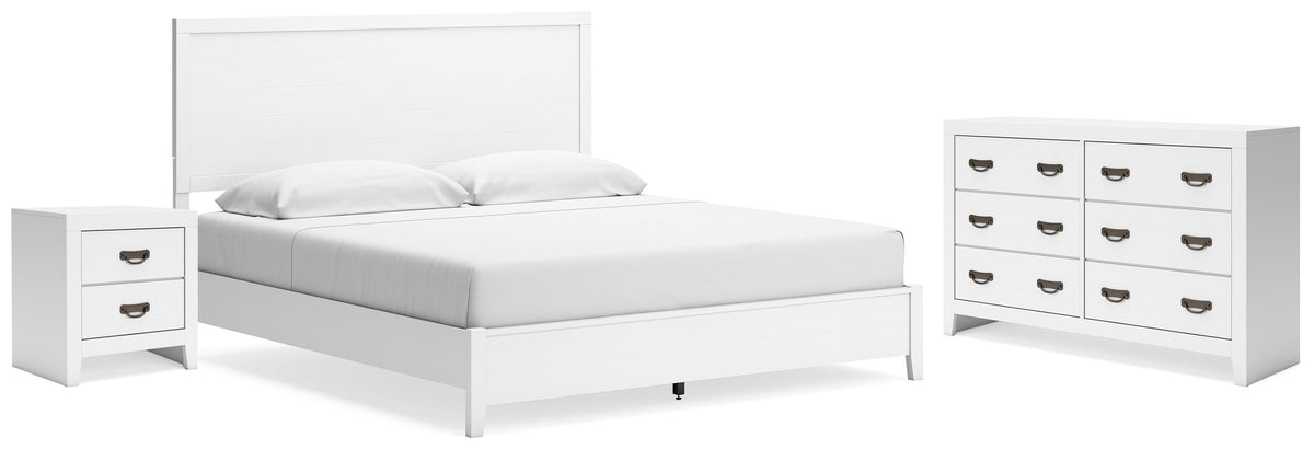 Binterglen Panel Bed, Dresser and Nightstand - White  (B427-SI)