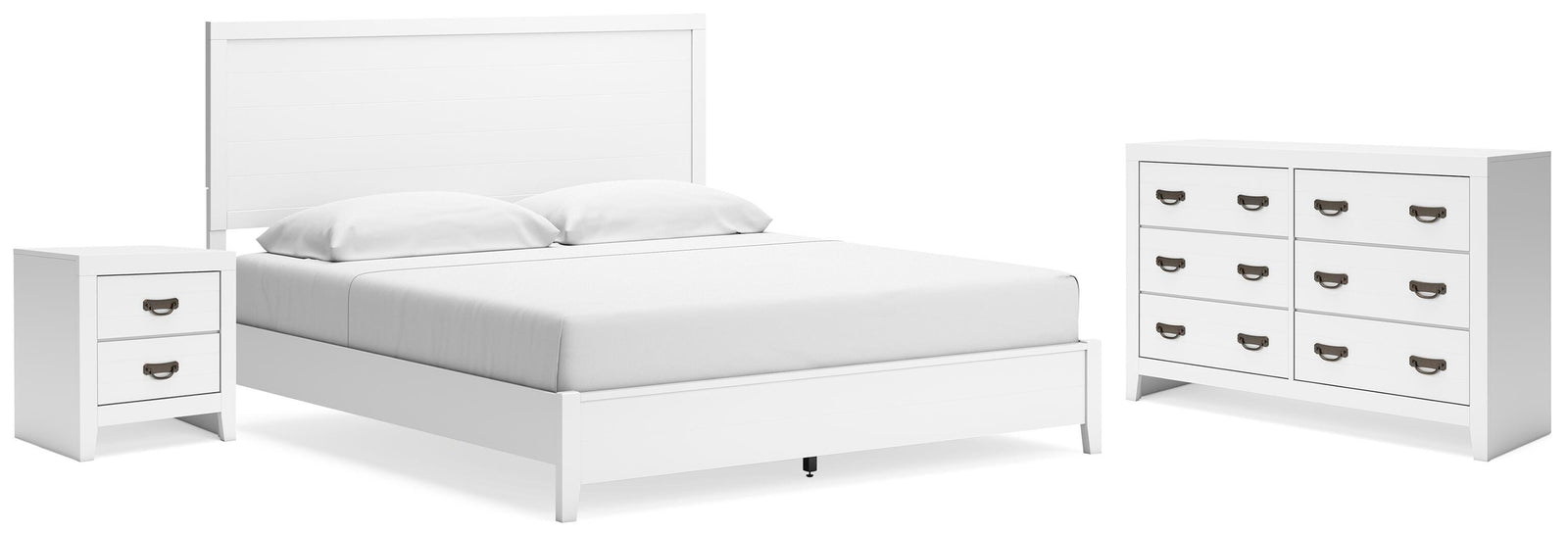 Binterglen Panel Bed, Dresser and Nightstand - White  (B427-SI)
