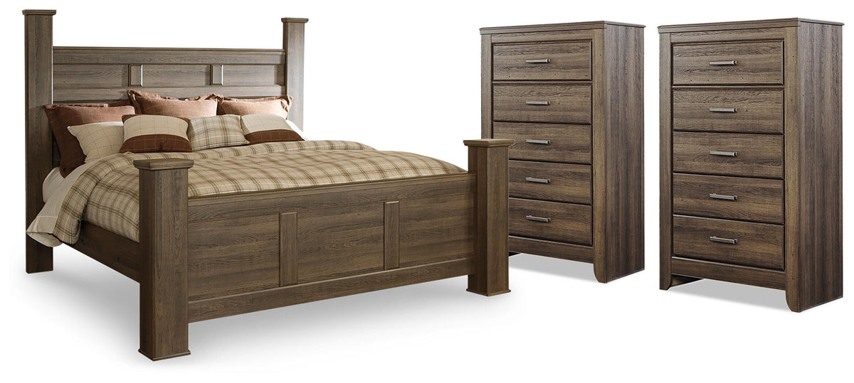 Juararo Poster Bed and 2 Chests (B251-SI)