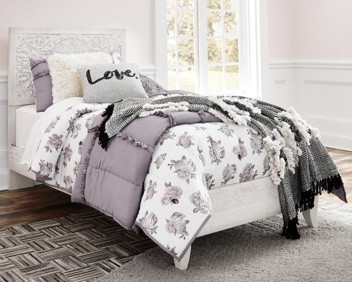 Paxberry Panel Bed and Nightstand - Whitewash  (B181-SI) - Image 11