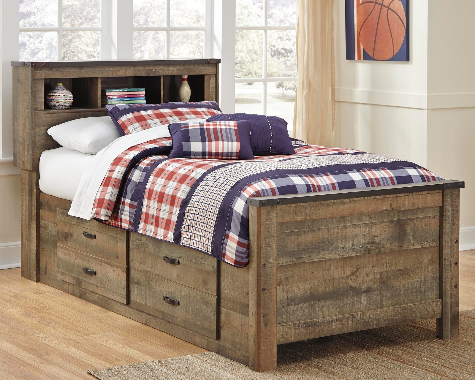 Trinell Bookcase Bed, Dresser and 2 Nightstands (B446-SI) - Image 6