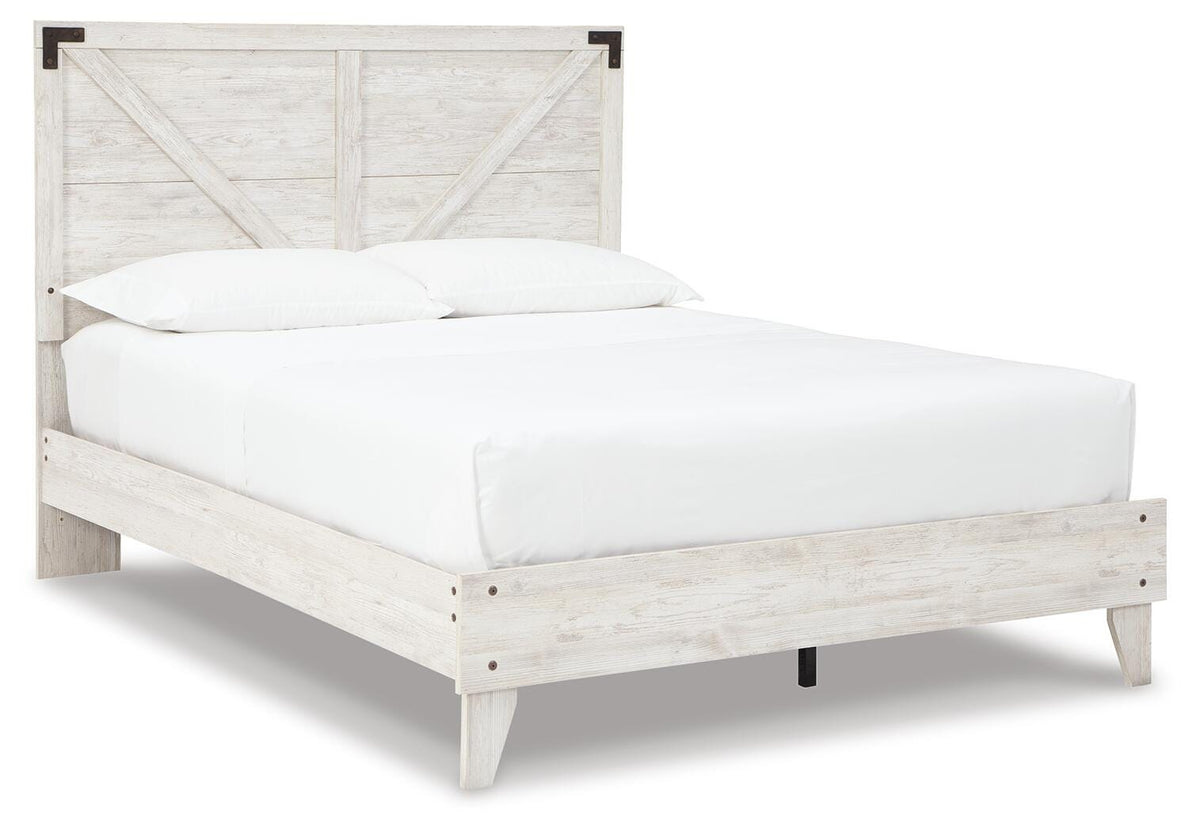 Shawburn Crossbuck Panel Platform Bed - White/Dark Charcoal Gray  (EB4121-SI)