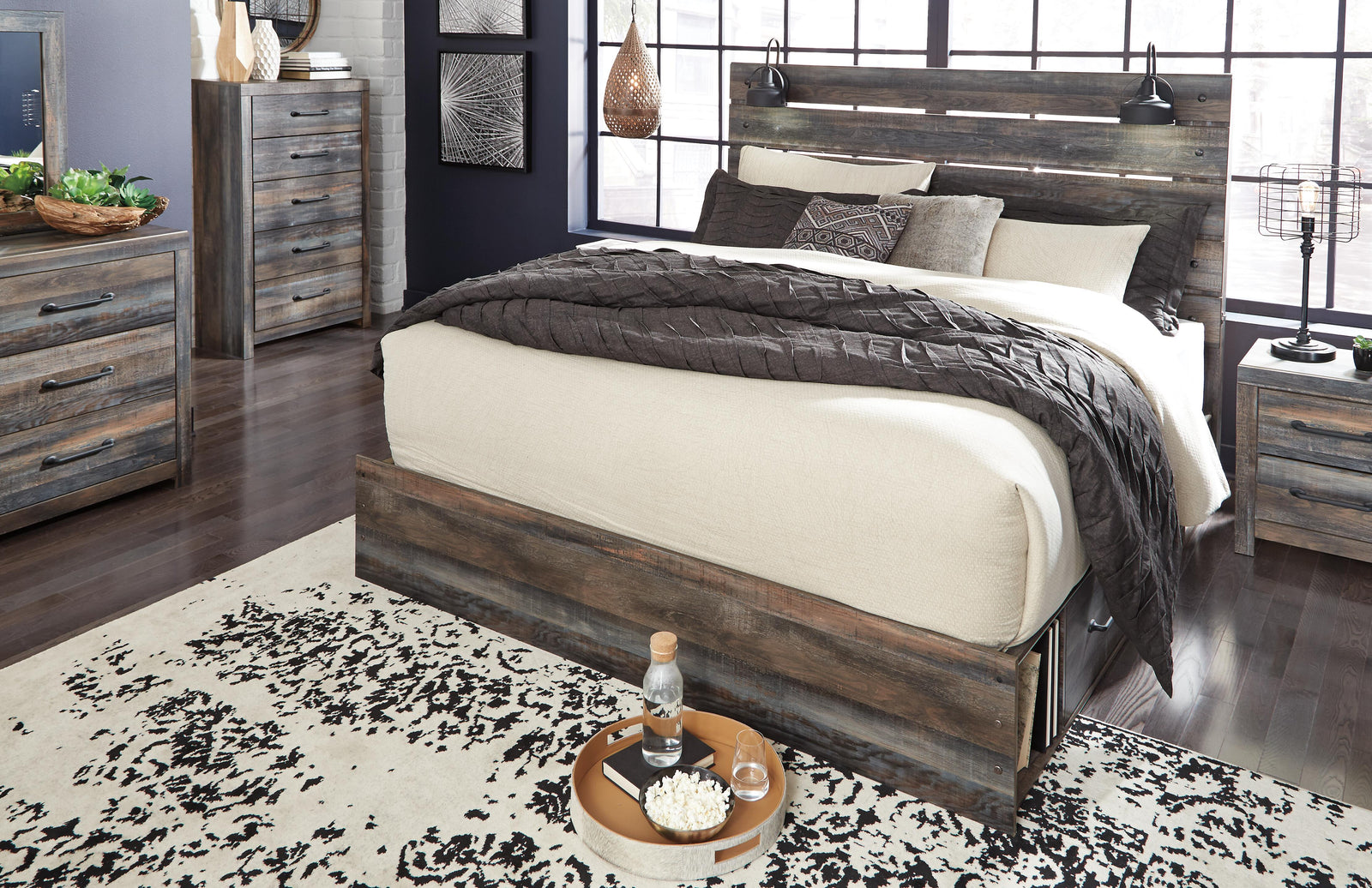 Drystan Panel Bed with 2 Storage Drawers - Multi  (B211-SI) - Image 3