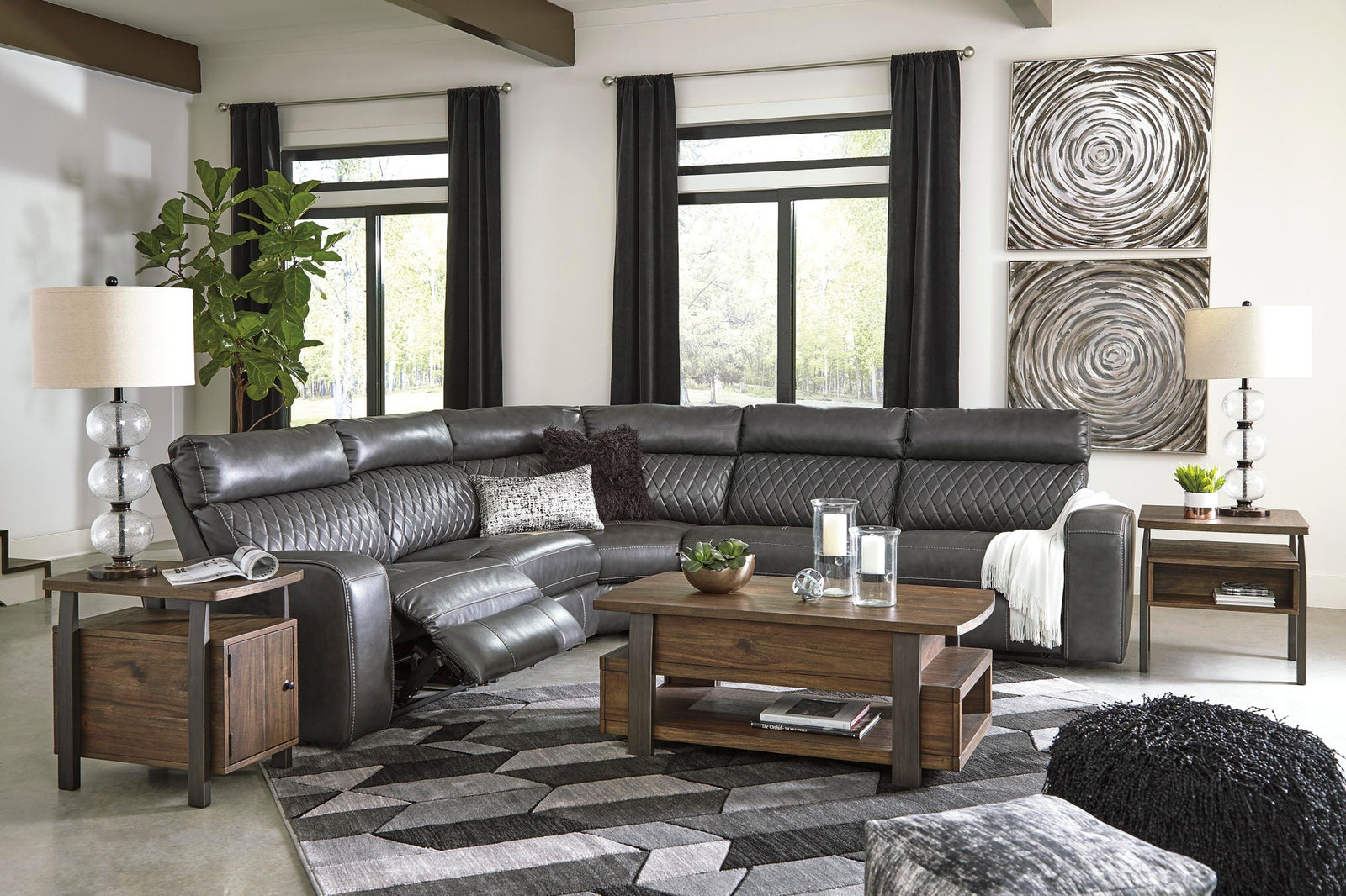 Samperstone 5-Piece Power Reclining Sectional (55203-SI) - Image 6
